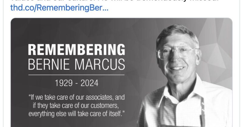 Home Depot Co-Founder Bernie Marcus Dies at 95