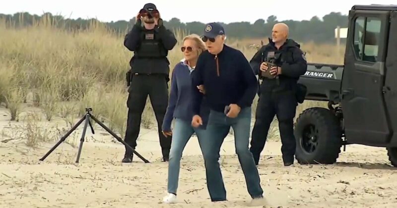 Watch: Biden Struggles to Walk Through Sand at Delaware Beach