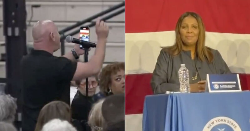 ‘You Will Be in Prison’: Letitia James’ Press Conference Gets Hijacked by Heckler