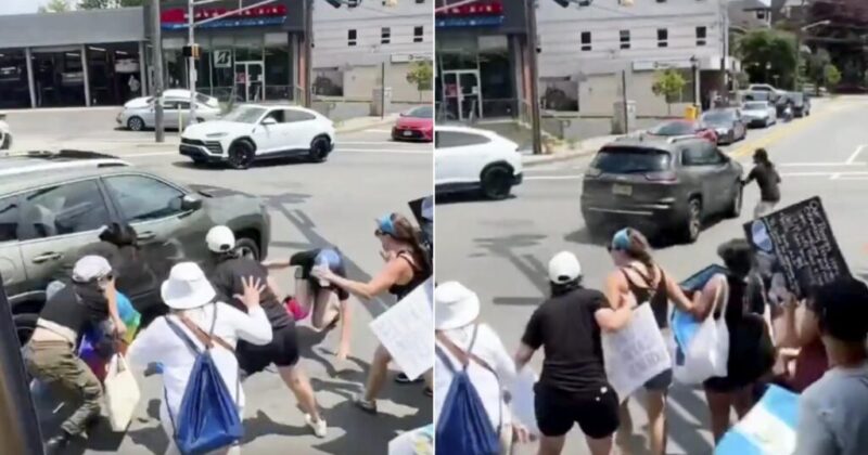 Watch: Woman Charged After Driving Through ICE Protesters Pounding on Her Car
