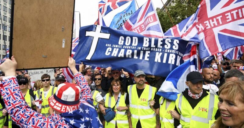 Watch: Massive Crowds Turn Out for London Rally After Charlie Kirk Assassination