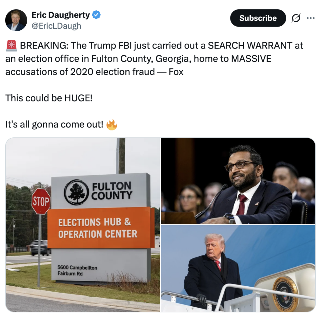 JUST IN: FBI Raids Fulton County Elections Center