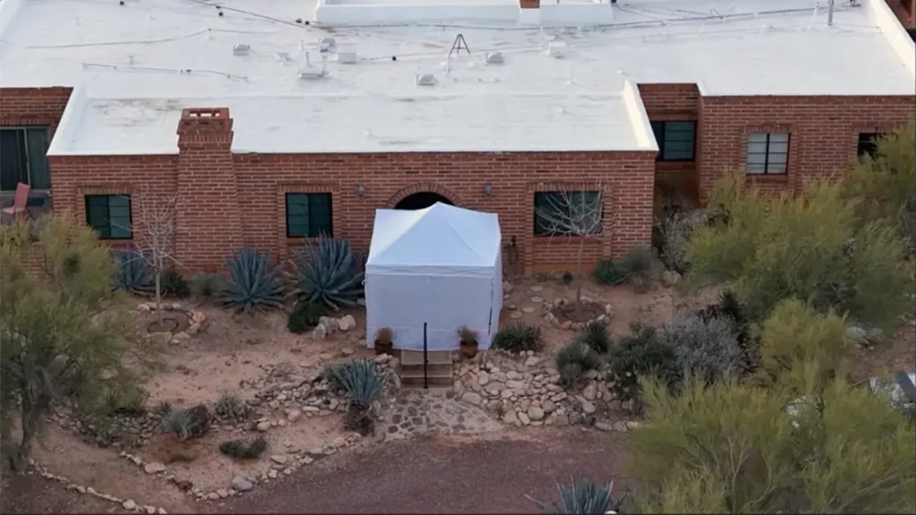White Tent Set Up At Nancy Guthrie’s Home