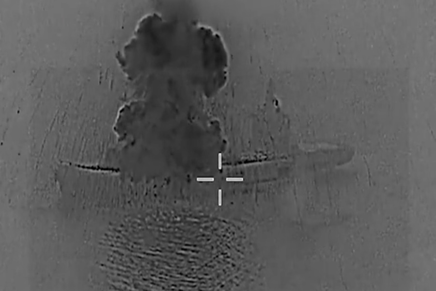 Pentagon Publishes Video Showing Strike on Giant Iranian Drone Carrier