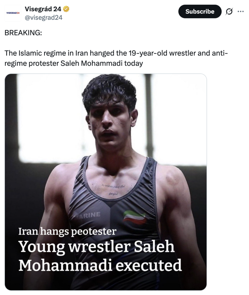 Iran Shocks World with Execution of Young Wrestler