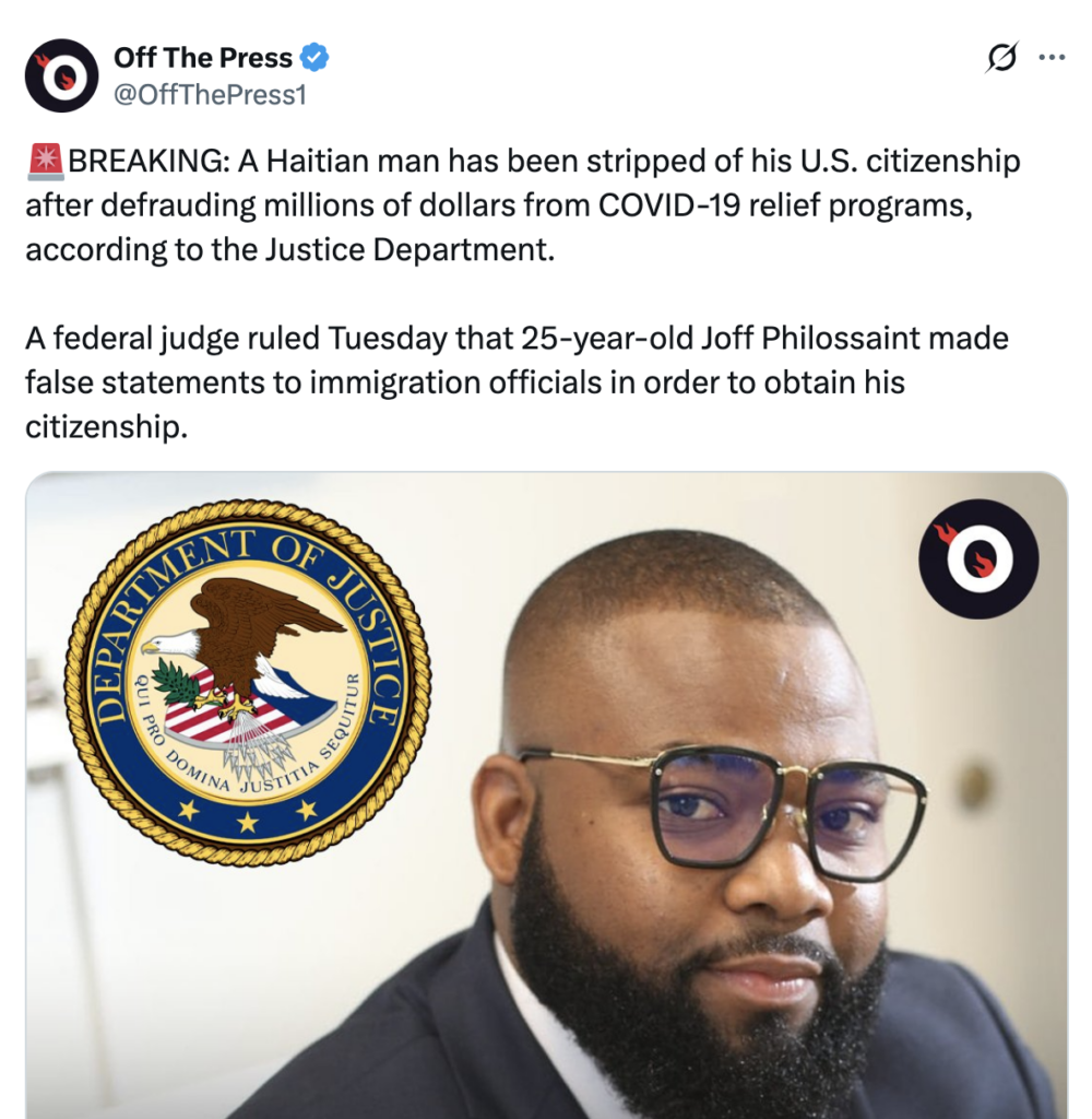 Fraudulent Scheme Leads to Haitian Man Losing American Citizenship