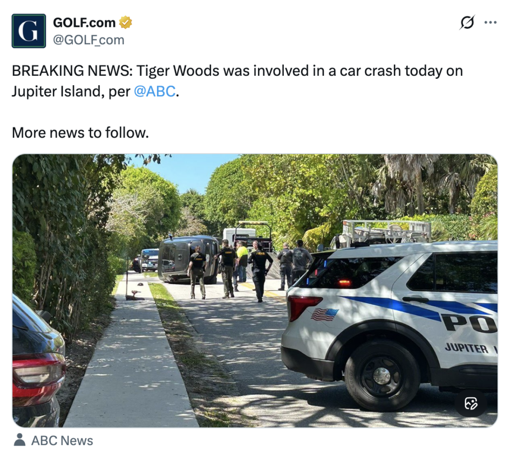 Tiger Woods Faces Rollover Accident in Jupiter