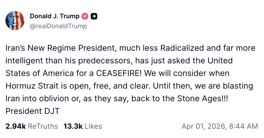 Trump Sets Condition for Iran’s Ceasefire Request