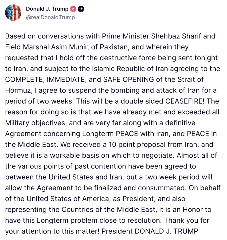 Market Gains Momentum as Trump Brokers US-Iran Truce